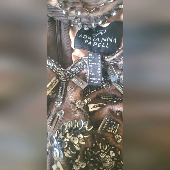 Adrianna Papell Embroidery Sequins Beaded Evening Wedding or Prom Gown - Picture 14 of 16